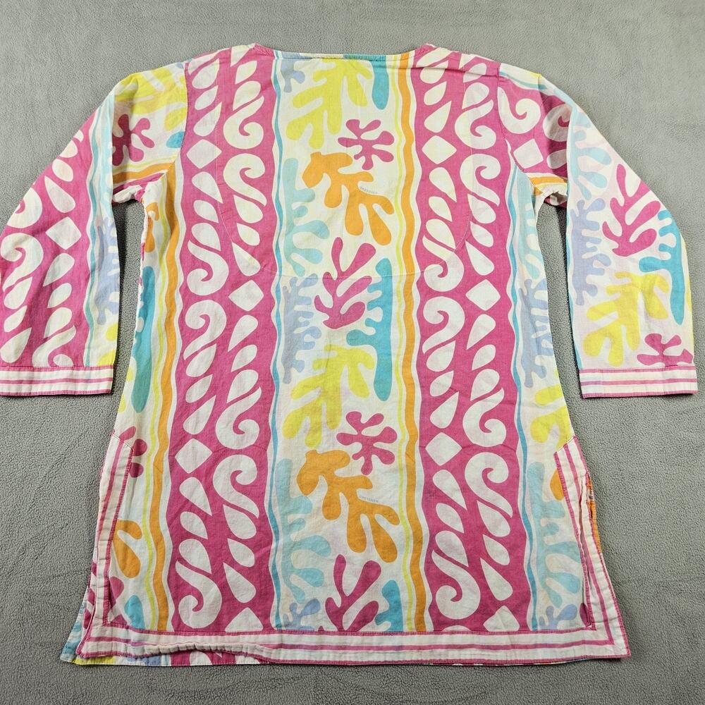 Gretchen Scott Designs Top Womens Size S Pink Orange Ocean Waves Cotton Tunic - Picture 8 of 11